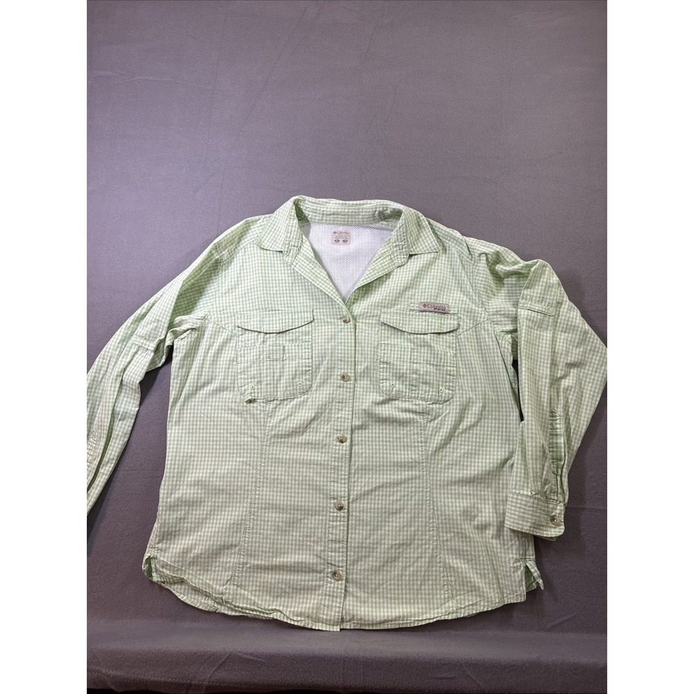 Columbia PFG Women's XL Long Sleeve Button Down Green Plaid